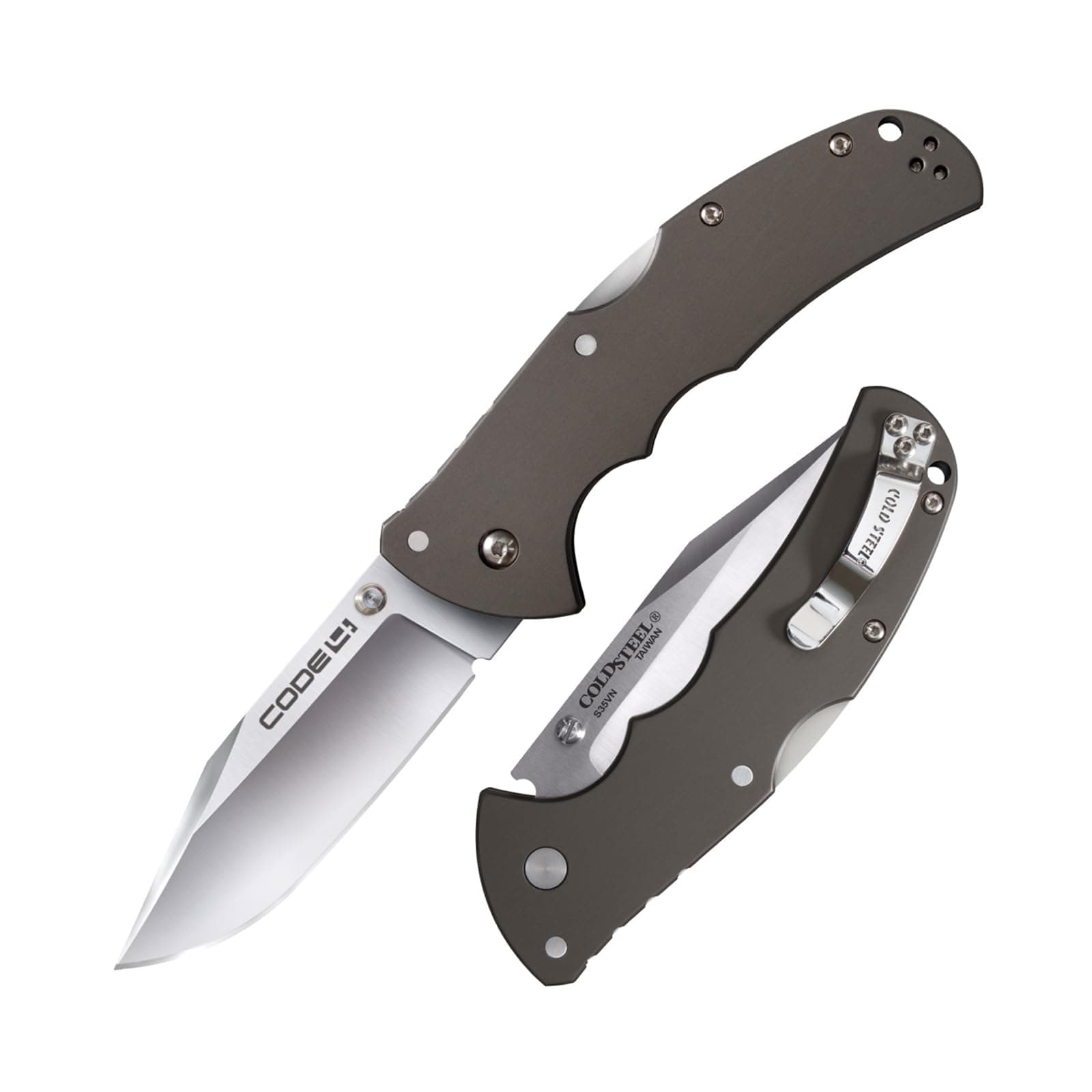 COLD STEEL Code 4 3.5" S35VN Razor-Sharp Blade 5" 6061 Aluminum Handle Everyday Carry Tactical Folding Knife w/Tri-Ad Locking Mechanism