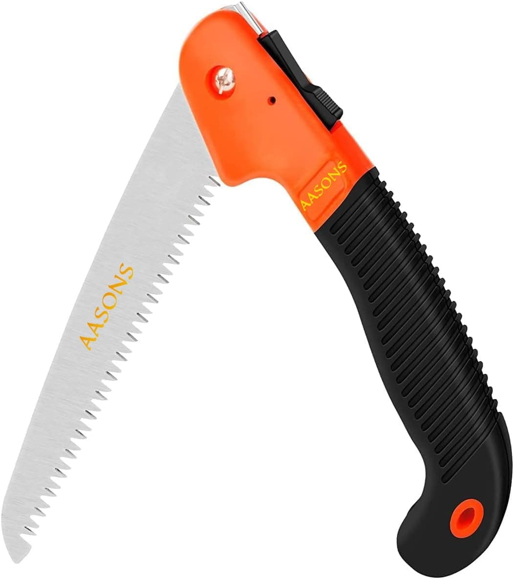 AASONS Folding Pruning Gardening Hand Saw with Secure Lock for Camping, Wood Cutting Tree Branch (Multi-Colored)