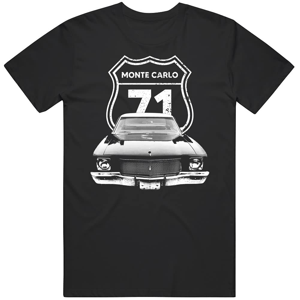 1971 Chevy Monte Carlo Front Grill View with Model Year T Shirt