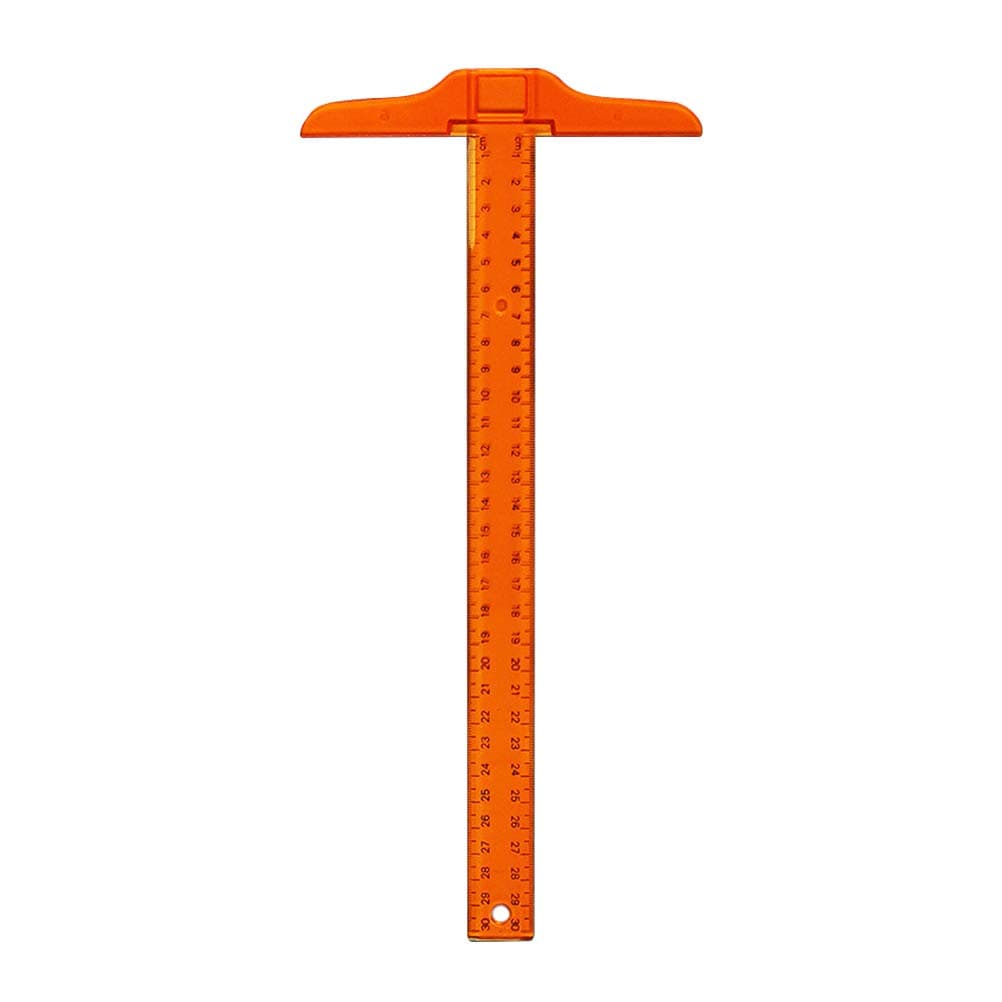 2PCS 30cm T- Square Double Side Scale T Shape Ruler Measuring Tool for Drafting and General Layout Work- Double cm (Orange)
