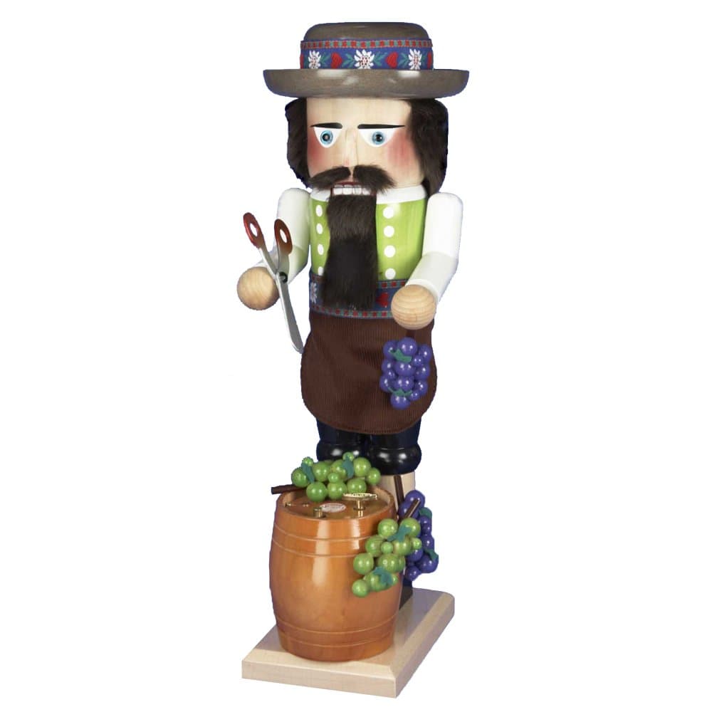 Wooden Wind-Up Musical Nutcracker Collection, Winemaker, Multicolored, 17"