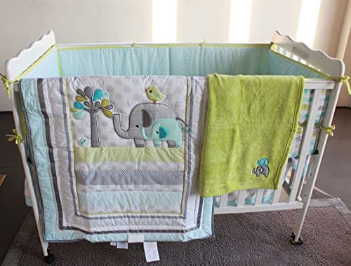 Blue Elephant 8pcs crib set Baby Bedding Set Crib Bedding Set Girl Boy Nursery Crib Bumper bedding with blanket