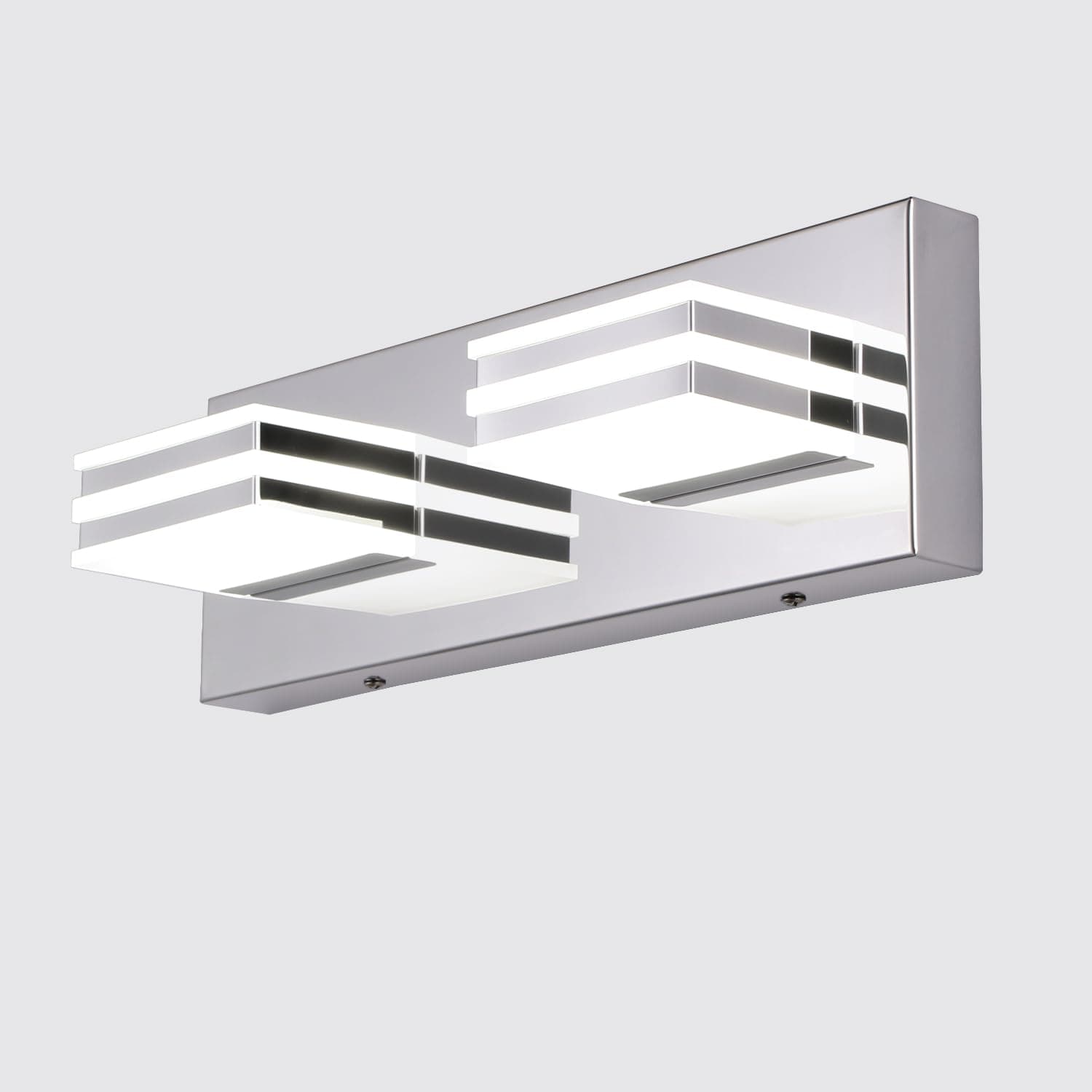 LED Vanity Light Bar 2 light Bathroom Mirror Light Fixtures Modern 12W Bath Lamps Over Mirror 14 Inch Bathroom Wall Lighting Fixtures Chrome Restroom Lights Fixtures over Sink Acrylic Vanity Sconces