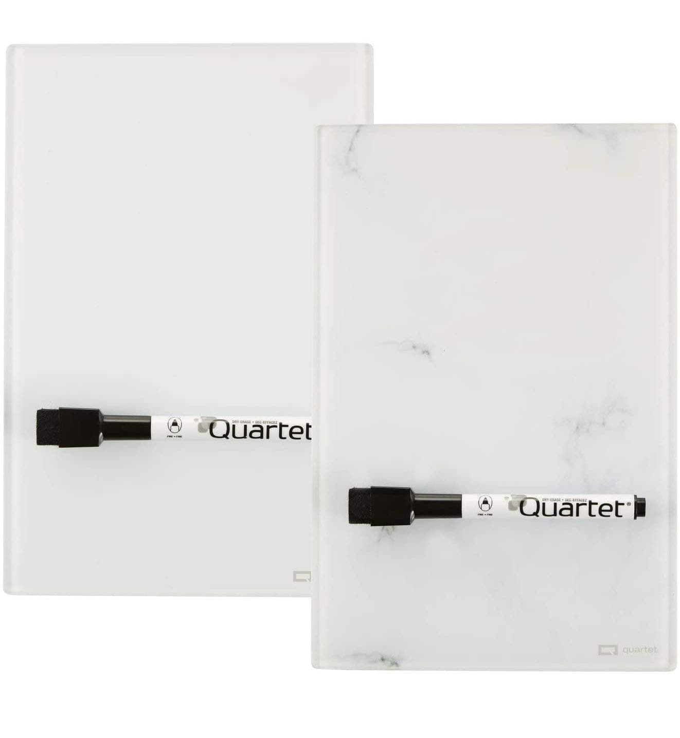 Glass Desktop Notepad, 9" x 6", Whiteboard, Dry Erase Surface, Marble/White,2 Pack (GDP96)
