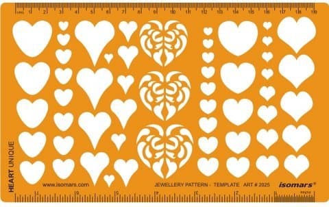 Isomars Heart Shapes Template Stencil – Drawing & Drafting Tool for Art, Craft, Card Making & Design Projects & Jewellery Design