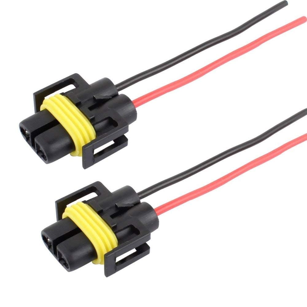 ETbotu 2Pcs H11/H8 Female Head Extension Connector Plug Socket with Wire Harness Heavy Duty Adapter