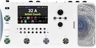 GE1000 White Guitar Mutieffects Pedal Dual Effects Chains Processor with AI Equalization, 5" Touch Screen, 300+ Effects, Third-brand IRs, Stereo Sound Out Put, XLR, MIDI Port, Guitar/Bass
