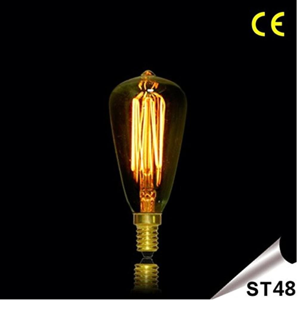 2 PCs ST48 E27 220V-240V 40W Bulb Edison Screw Caps Small Yellow Retro Chandelier Light Bulb [Energy Class A+++]
