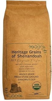 Organic Whole Grain Einkorn Flour, Fresh Stone-Ground & USA Grown, Heritage Grains of Shenandoah- great for gluten issues (Fresh Ground Flour, 10 lb.)