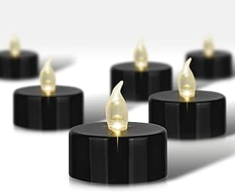 Black Tea Lights Candles Battery Operated, 12 Pack Electric Flameless Votive Candles Long Lasting 200 Hours, LED Flickering Tealight Candle for Halloween Holiday Party Home Decoration