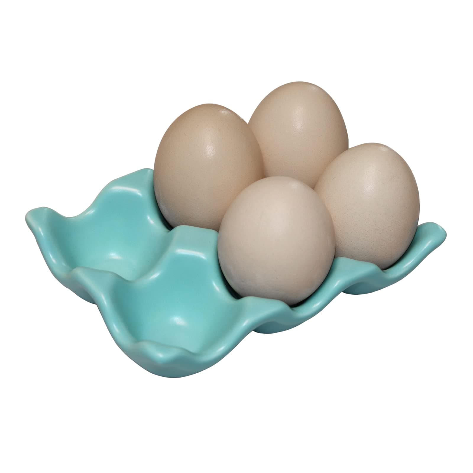 Ceramic Egg Holder Egg Tray Porcelain Fresh Egg Holder for Fridge Countertop Kitchen Storage Half Dozen 6 Cups