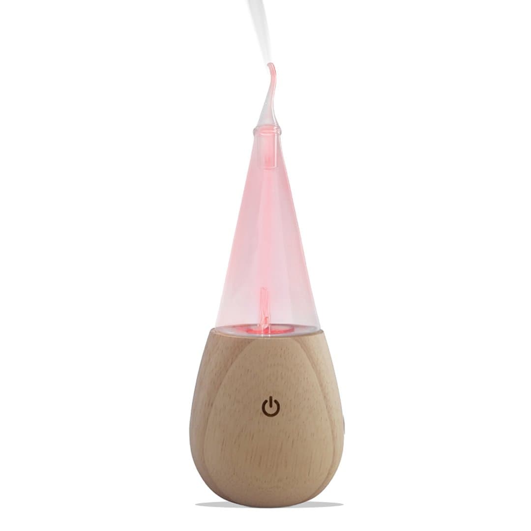 Simply Diffusers EDEN Nebulizing Pure Essential Oil Diffuser with LED Mood Lighting and Hand Blown Glass Reservoir on a Solid Wood Base. Touch Button Technology and Healthy Aromatherapy Air Purifying