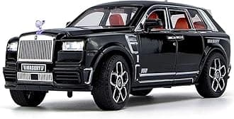 Big Size Rolls-Royce Cullinan Model Car Exclusive Alloy Metal Car Pull Back Die-cast Car Toy car with Openable Doors & Light, Music Toy Car for Kids (1:24 Cullinan Masory - Black)