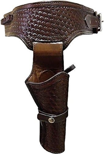 38/357 Caliber Brown Weave Pattern Western Leather Gun Holster