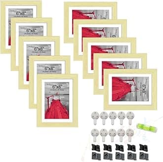 Art Street Set of 10 Individual Wall Photo Frame Beige 6x8 Inches, Picture Frames for Home and Office decoration.