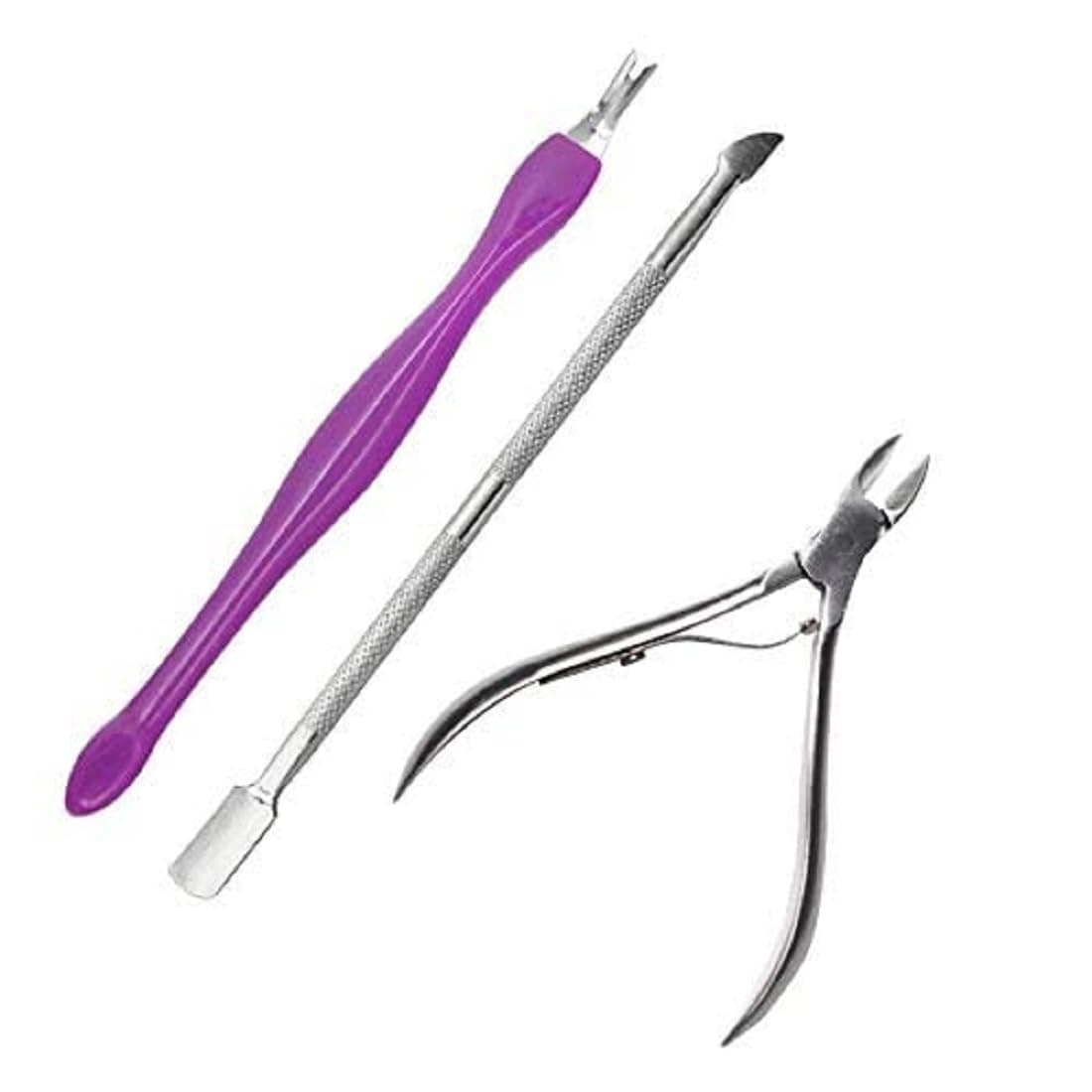 Nail Cuticle Remover Tools Set-Silver Dead Skin Cutter Pusher Fork Manicure Nail Art Pedicure Tool Kit (3 Pcs)