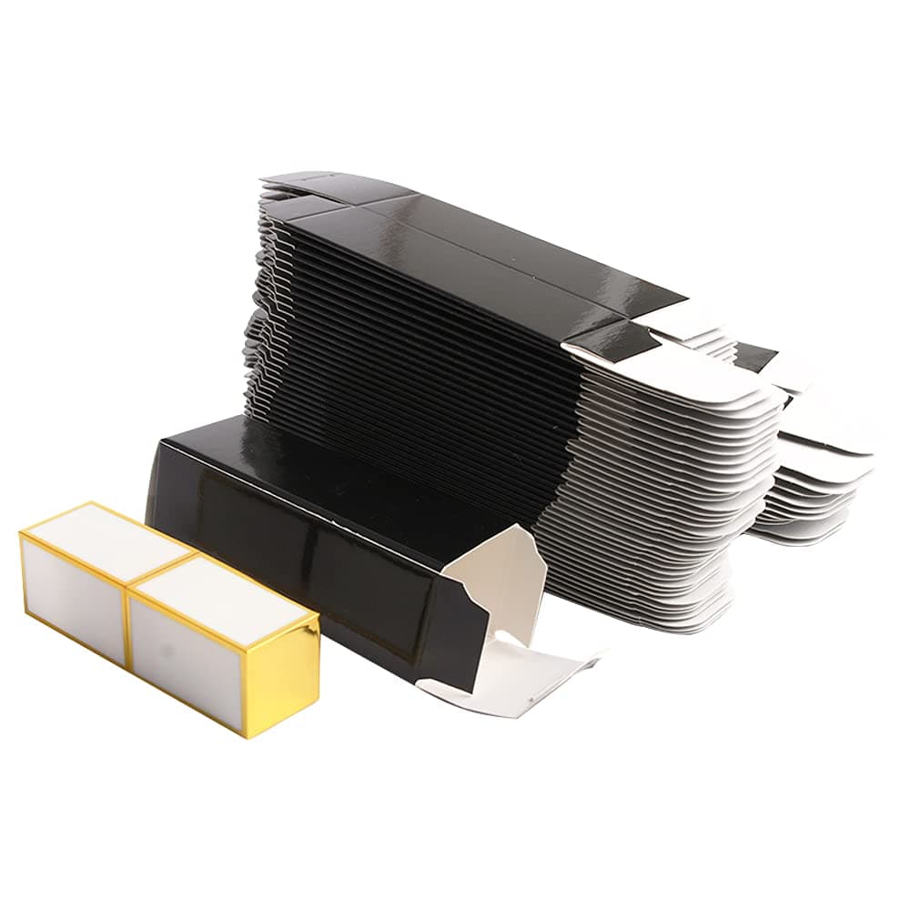 COSIDEA 50 PCS Empty Black Lip Gloss Boxes W28 xW28 xH89mm / W1.02xW1.02xH3.5 inch, Cosmetic Perfume/Mascara Box Packaging for Small Business Wholesale, small Kraft Paper Box Luxury Holder Wrapping