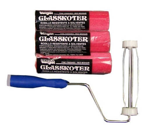 Fiberglass Wet-Out Roller Kit, Includes Three 7" covers and One 7" Handle