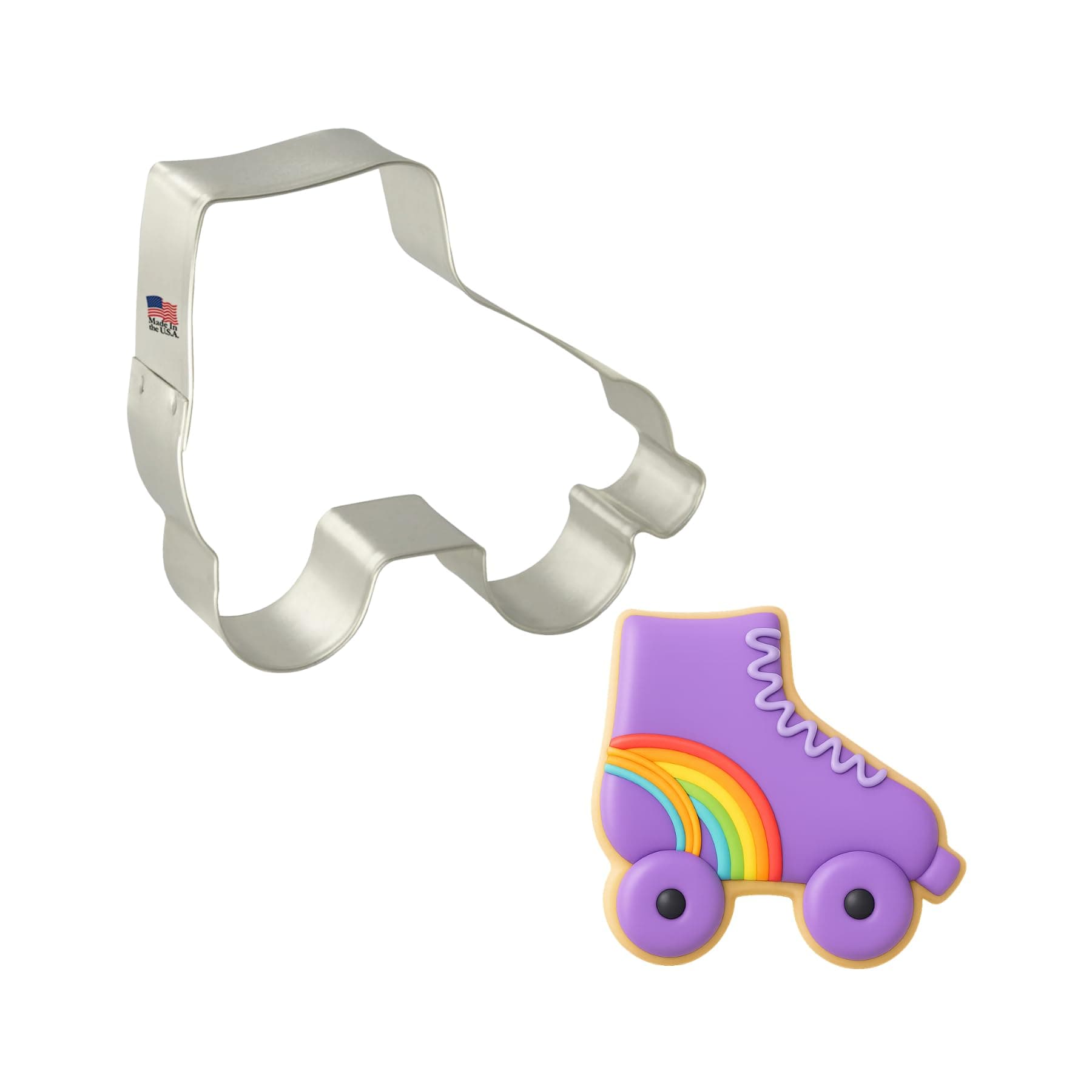 Foose Cookie Cutters Roller Skate Cookie Cutter 3.75 in, Tin Plate Steel, Handmade in USA