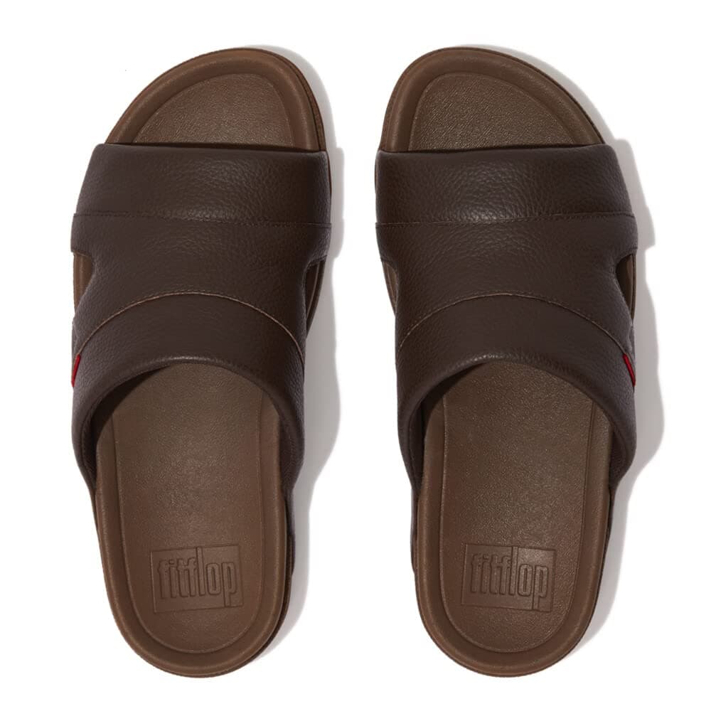 FitFlop Freeway Pool Slide in Leather mens Slide Sandal