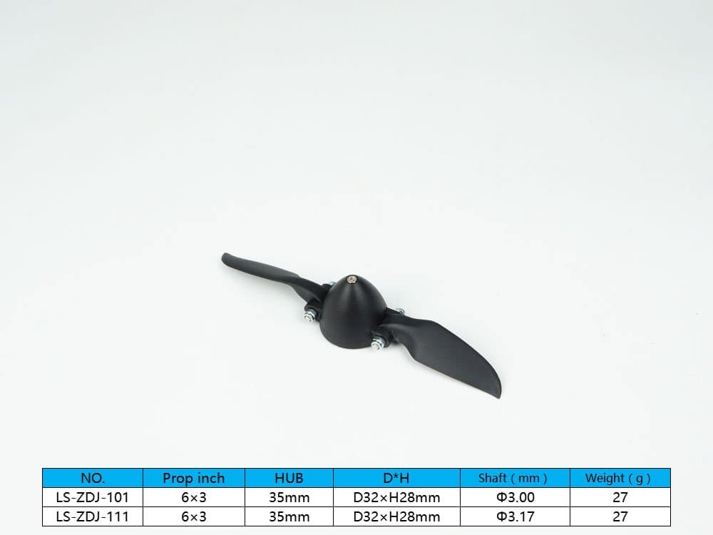 RC Folding Propeller 6×3 inch w/Spinner Size D32×H28mm, and Motor Shaft Diameter φ3.17 with Nylon Plastic Spinner for RC Plane Drone Remote Control Airplane (6×3, Shaft φ3.17)