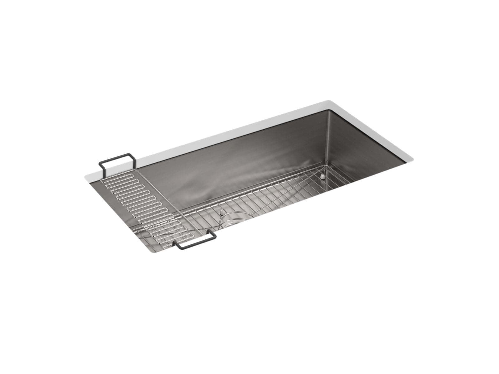 KOHLER Strive® 35" Undermount Kitchen Sink with Extra-Large Single Bowl and Basin Rack, Stainless Steel Kitchen Sinks, K-5283-NA