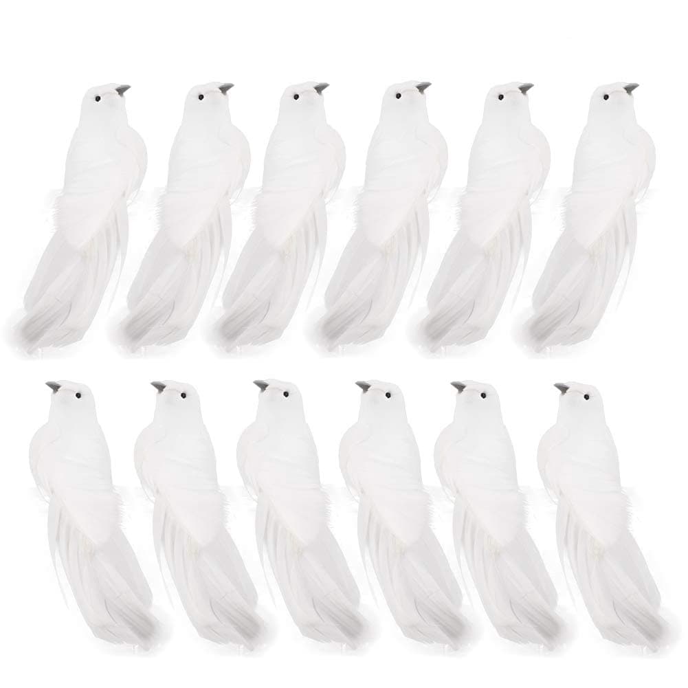 – MAKINGTEC 12 Pcs Artificial Christmas Dove Birds Clip on Tree Ddecorations White Feather Birds for Christmas Tree DIY Craft Home Ornaments Garden Wedding Party Accessories