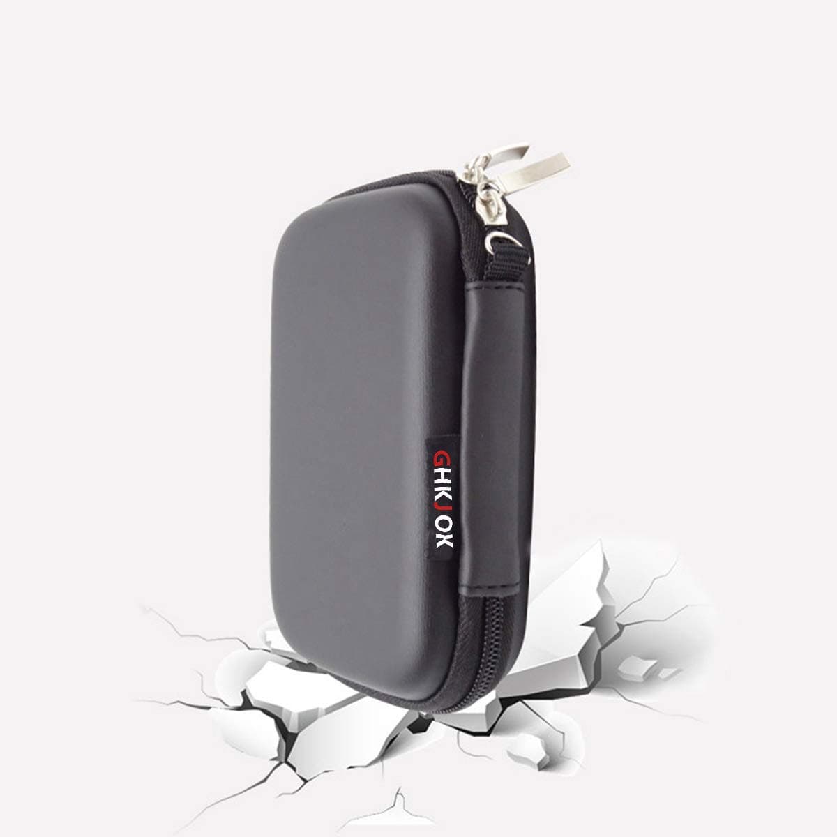 GHKJOK Protective Carrying Case for 2.5" Portable External Hard Disk Shockproof Hard Pouch for WD Western Digital Toshiba Buffalo Hitachi Seagate Samsung 500GB 1TB 2TB 3TB Cards Cables Dual Zipper