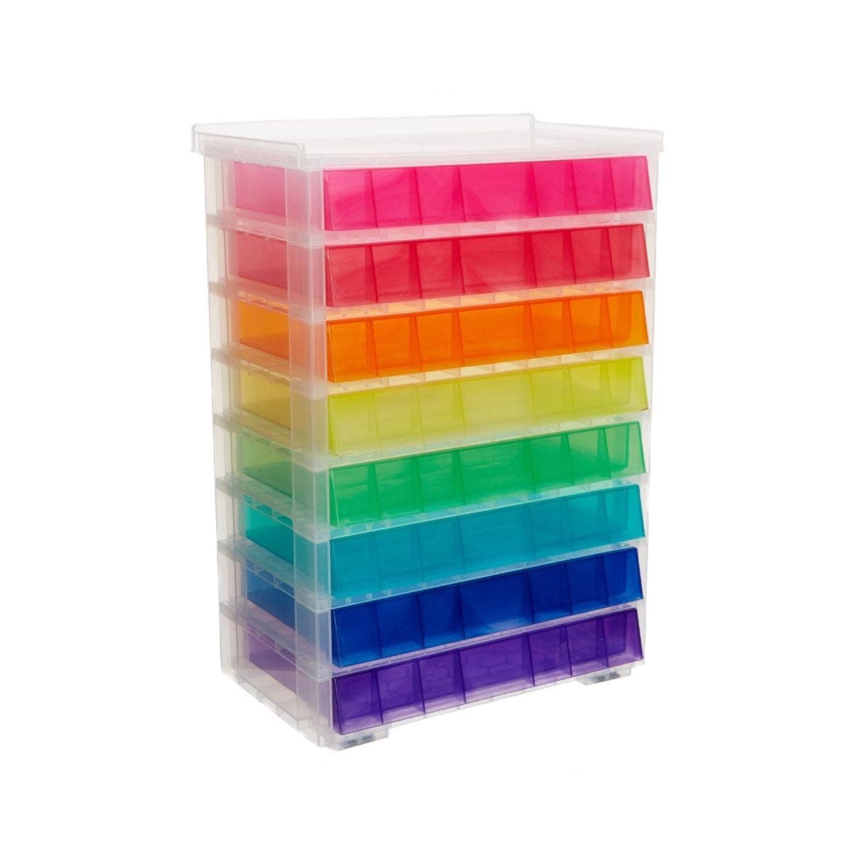 Storage Drawer Unit 8 x 0.9 Litre Rainbow - Color: Clear/Rainbow