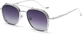 Clip on Sunglasses Polarized Flip Up: Double Lens Removable Retro Metal Steampunk Glasses for Men Women
