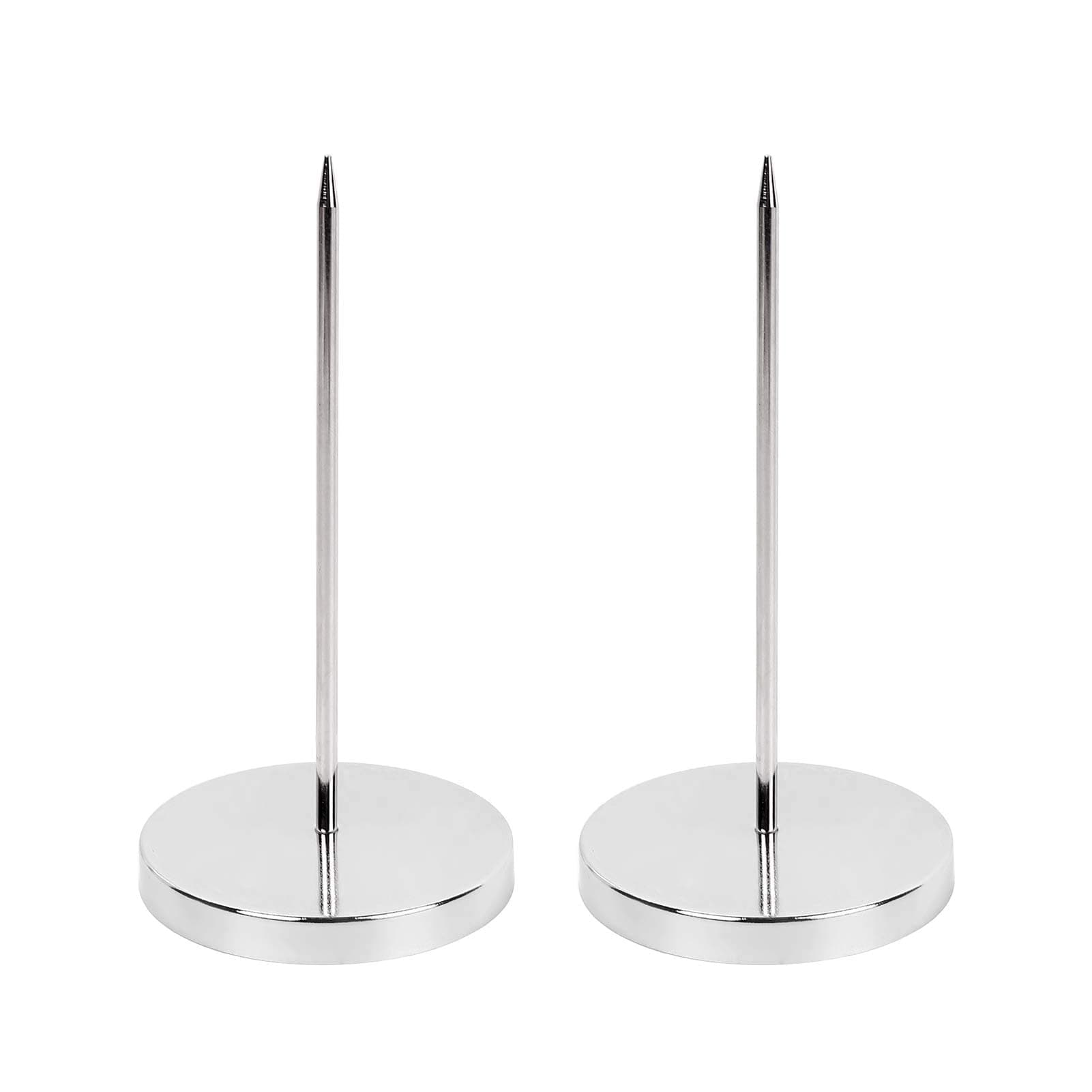 Makingtec 2 Pack Receipt Holder, Stainless Steel Check Bill Memo Holder Spikes, Prong Stick Desk Straight 5.5" Long For Paper