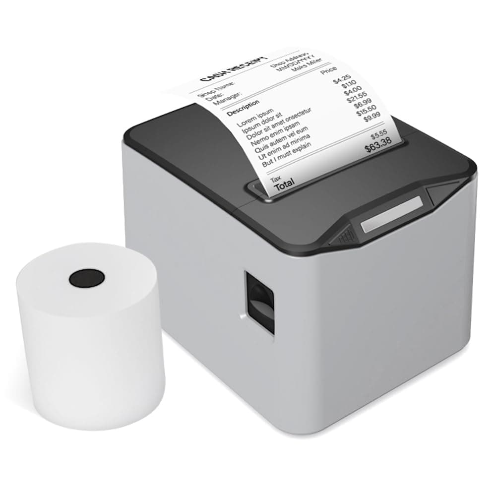 Bisofice Thermal Receipt Printer 80mm Desktop Direct Thermal Printing USB+LAN Connection High Speed with Auto Cutter Large Paper Bin Support ESC/POS for Shipping Business Restaurant