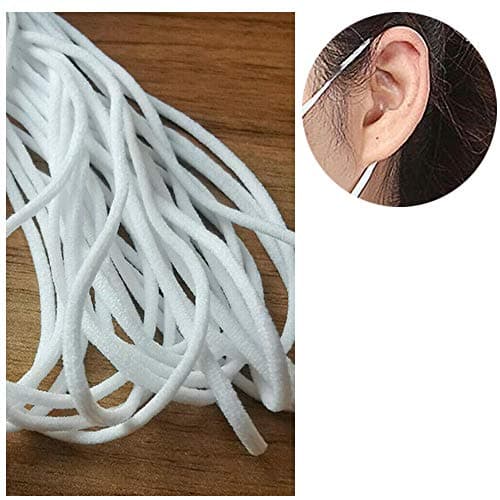 120 Yards Elastic String Braided Band Elastic Rope/Elastic Cord Heavy Stretch High Elasticity Knit Elastic Band for Sewing Crafts DIY, Bedspread, Cuff Round White Braided(White Round)