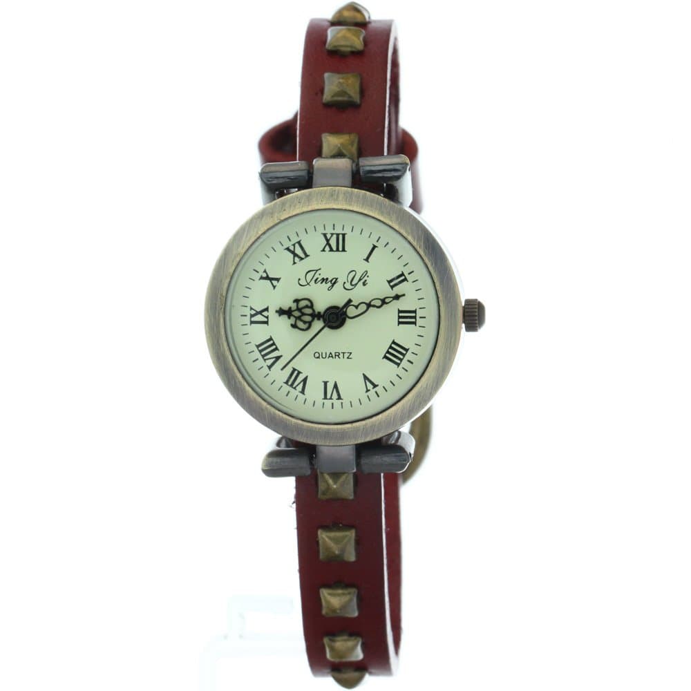 New Arrival Round Copper Case Cow Leather Red Strap Roma Watch
