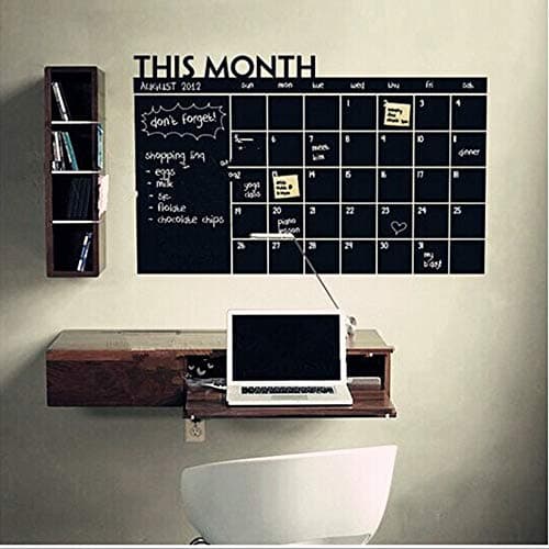Honestyivan Creative Monthly Plan Blackboard Wall Sticker Calendar Blackboard Wall Sticker Living Room Office School Personality Wall Affixed Home Decor