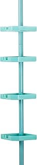 Bath Bliss 4 Tier Tensions Corner Shower Caddy | Shelves Adjustable Bathroom Organizer Good for Bathtubs and Stalls Holds Large Bottles Soaps Washcloths Seaglass (10000-SEAGLASS)