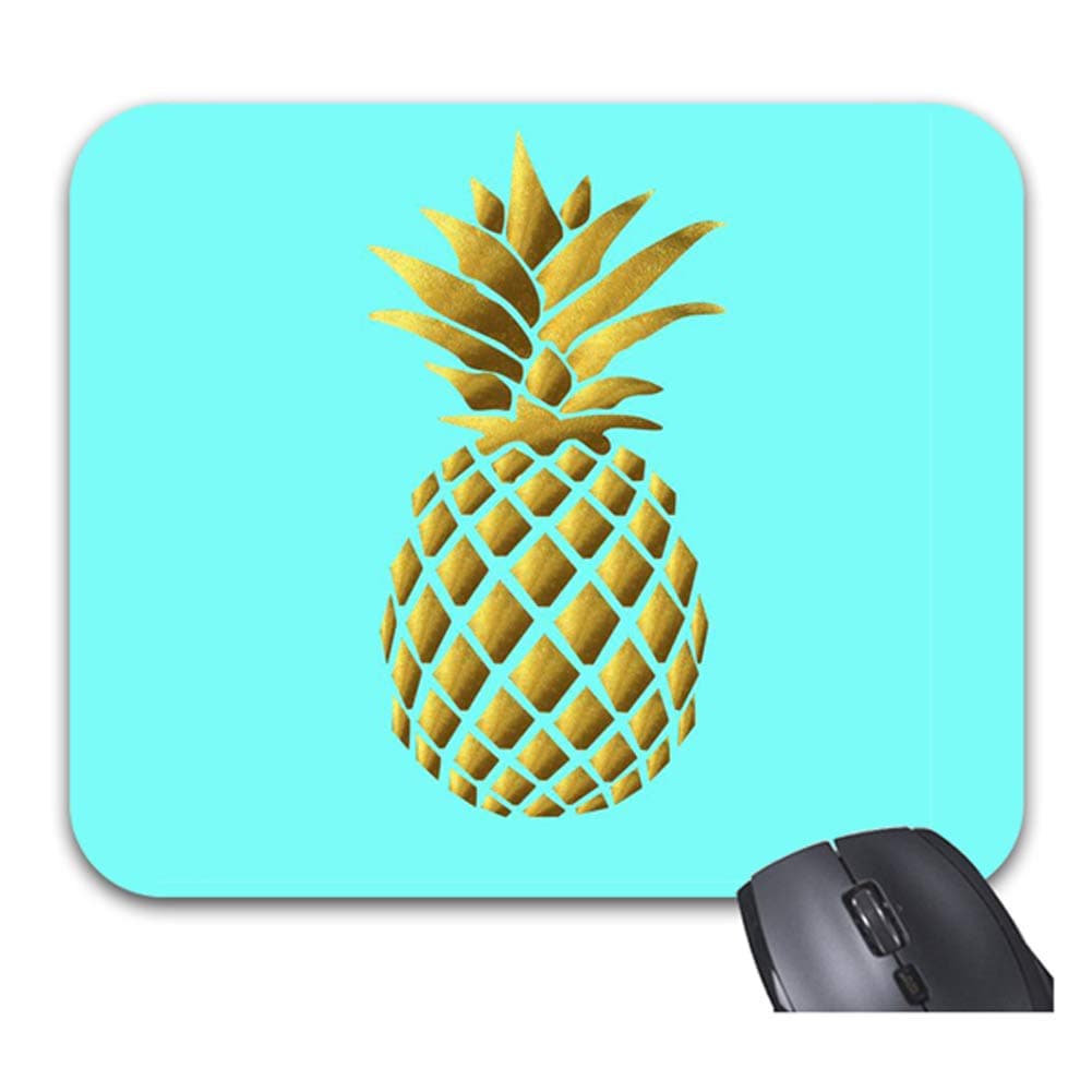 Funice Gold Pineapple in Blue Mouse Pads Trendy Office Computer Accessories 9 x 7.5inch