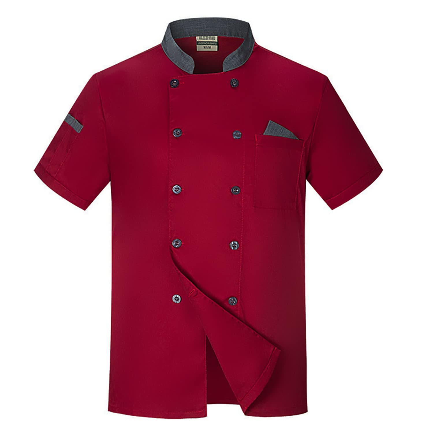 Unisex Double-Breasted Chef Coat Back Full Mesh Lightweight Chef Jacket Color Stitching Chef Uniform