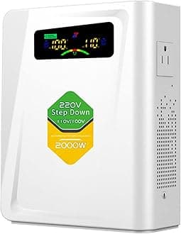 Step Down Transformer 220v to 110v Voltage Converter 2000w No Noise, Ten Protection Functions for Juicer, Toaster, Chocolate Machine and Other European US Appliances