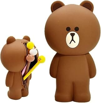 Cute Bear Pencil Case Aesthetic Brown Bear Kawaii Pencil Pouch for Girls Boys Storage Bag Pen Holders School Students Stationery Case