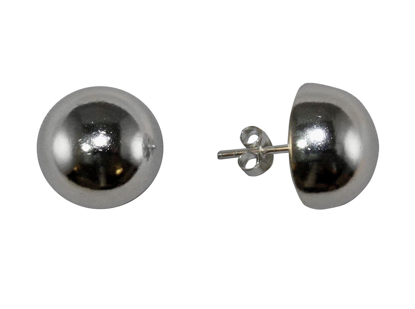 0.55" Sterling Silver Half Ball Stud Earrings with Friction Post Backs
