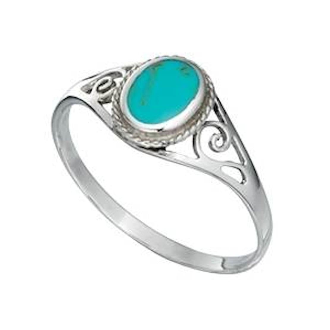 TURQUOISE SILVER RING Approx 5mm long stone You choose size L up to S