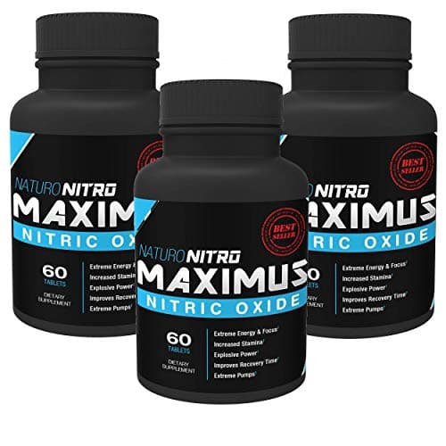 Maximus Nitric Oxide Tablets  High Potency NO Booster and L-arginine Supplement - Allows You to Build Muscle Faster, Workout and Train Longer and Harder  60 Tablets, Pack of 3-180c