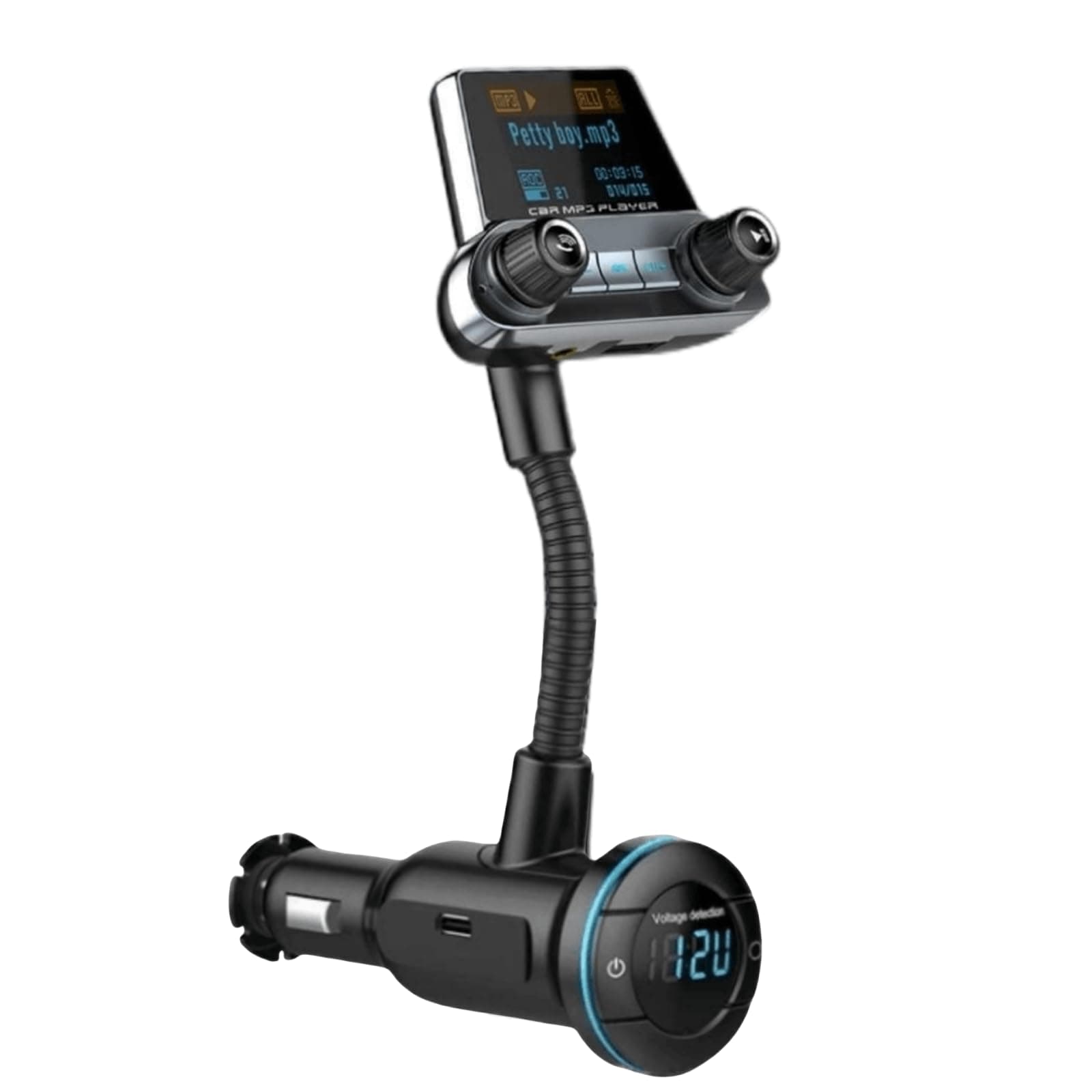 FM Transmitter Bluetooth 5.0 for Car Hands-Free Calls Type-C/QC3.0 Fast Charging ，Cigarette Lighter Bluetooth Adapter Support U Disk/TF Card/AUX Input and Output