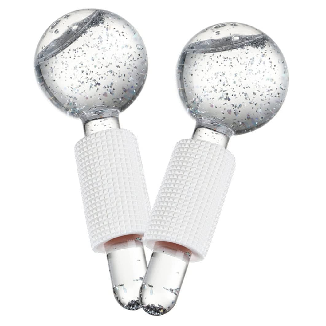 VONGLYHOO Ice Face Roller,Ice Roller for Face and Eyes,Massage Ball,Ice Globe Facial Rollers Neck Massager Tools Anti Ageing Wrinkles Rollers White 2PCS