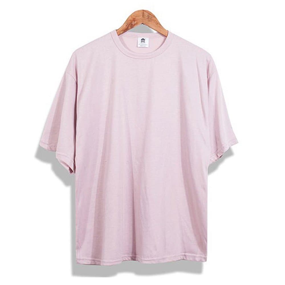 Men's Basic Oversize Off-Shoulder Short Sleeve T-Shirt Pink