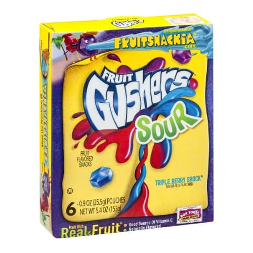 Fruit Gushers Sour Triple Berry Shock Fruit Snacks - 1 box- 6 CT