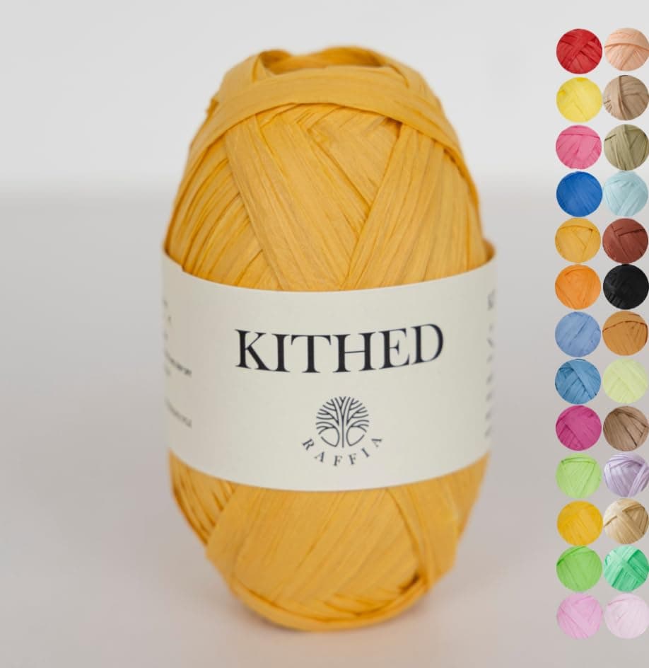 KITHED RAFFIA YARN, soft raffia yarn for crochet，328ft，Smooth Raffia for Hand Knitting Summer Hats and Bags (21 Ginger Yellow)