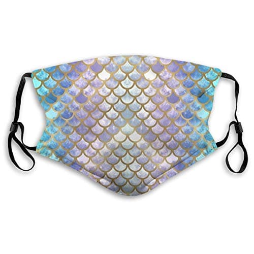 Pretty Mermaid Scales Men Women Adjustable Ear Loops Face Mouth Anti Pollution Washable with Filters