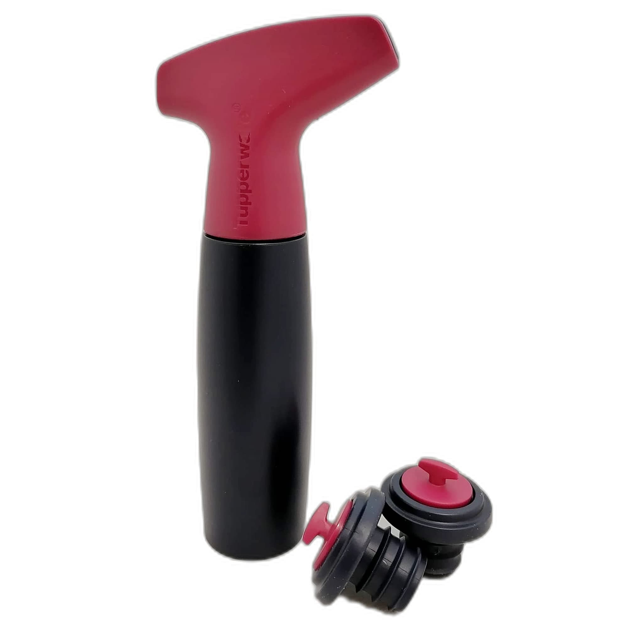 Tupperware Kitchen Utensil Wine Pump + 2 x Stopper Dark Blue Red Vacuum Pump Wine Bottle